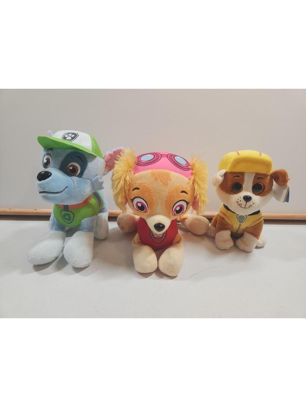 Set Of 3 Paw Patrol Plush, Sky, Rocky, (Approx 7") Rubble (Approx 5")